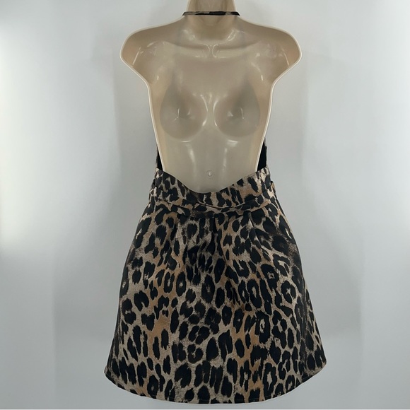 Tre by Natalie Ratabesi Iris Leopard Jacquard Mini Dress In Leopard Print size 6 - Picture 5 of 11